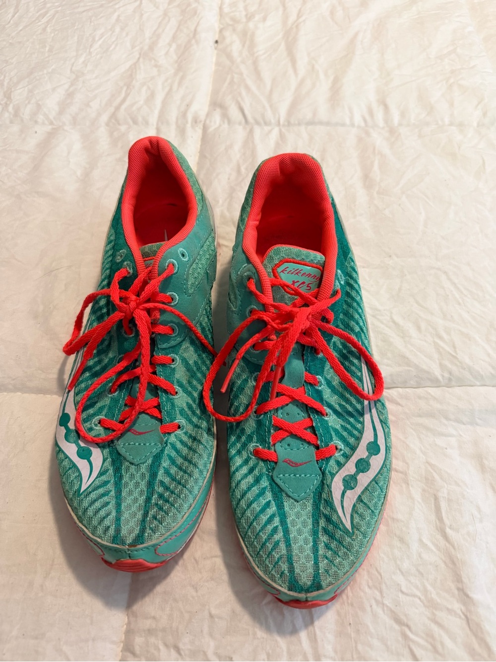 Saucony Kilkenny XC5 Teal Cross Country Running Shoes with Coral Accents